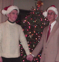 bryan + tony in front of the tree