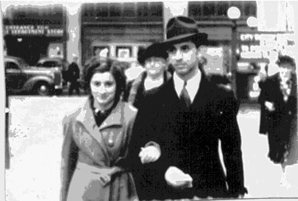a 1940's picture of ann and emil lombardi on broad stree in newark, nj