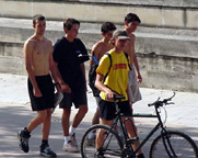 boys along the champs d'elysees