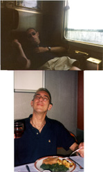 on top, tony on the bad train; on bottom, the pendolino