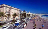 the westminster hotel is on the left overlooking the mediterranean